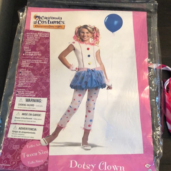 Super cute clown costume tween size 10/12 - Picture 5 of 7